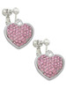 Large Rounded Light Pink Oktant Crystal Heart Clip On Earrings