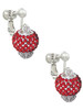 Red Crystal Sparkle Spinner Clip On Earrings