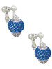 Blue Crystal Sparkle Spinner Clip On Earrings
