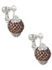 Brown Crystal Sparkle Spinner Clip On Earrings