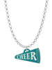 Acrylic 3/4" Teal Cheer Megaphone Charm Necklace