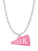 Acrylic 3/4" Pink Cheer Megaphone Charm Necklace