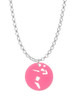 Acrylic Small Pink Disc Volleyball Player Charm Necklace