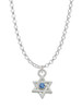Mini Star of David with Blue Crystal Charm Necklace