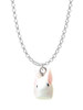 Resin White Big Ear Bunny Charm Necklace