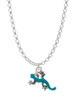 Small Teal Lizard Charm Necklace