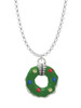 Green Resin Wreath with Crystals Charm Necklace