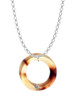 Acrylic 7/8" Ring with 4mm Crystal Mixed Brown and Yellow Charm Necklace