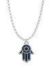 Blue Hamsa Hand with Star of David Charm Necklace