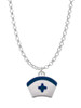Nurse Hat with Blue Cross Charm Necklace