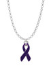 Purple Ribbon Charm Necklace