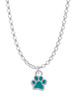 Mini Translucent Teal Paw Charm Necklace