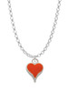 Small Long Orange Heart Charm Necklace