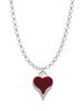 Small Long Maroon Heart Charm Necklace