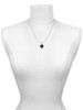 Two Sided Green Enamel Lucky Four Leaf Clover Charm Necklace