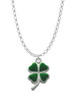 Green Four Leaf Clover with Heart Leaves Charm Necklace