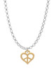 Mini Gold Tone Heart Peace Sign Charm Necklace