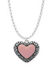 Large Pink Enamel Heart with Swirl Border Charm Necklace