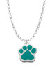 Large Teal Paw Charm Necklace