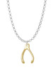 Gold Tone Wishbone Charm Necklace