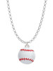 Large White Enamel Baseball Charm Necklace