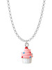Resin Mini White Cupcake with Pink Frosting Charm Necklace