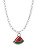Mini Enamel Watermelon Slice Charm Necklace