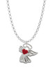 Lined Angel with Red Heart Charm Necklace