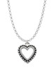 Open Heart with Beaded Border Charm Necklace