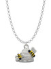 Beehive with 2 Bumble Bees Charm Necklace