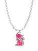 Hot Pink Glitter Cat Charm Necklace