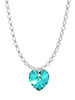 Teal Crystal Heart Charm Necklace