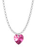Hot Pink Crystal Heart Charm Necklace