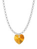 Yellow Crystal Heart Charm Necklace