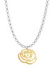 Small Gold Tone Rose Outline Charm Necklace