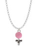Pink Baby Rattle Charm Necklace