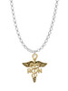 Gold Tone Registered Nurse Caduceus Charm Necklace