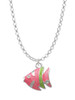 Hot Pink Tropical Fish with Lime Green Stripe Charm Necklace