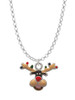 Reindeer with Christmas Lights Charm Necklace