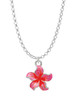 Hot Pink and Orange Plumeria Flower Charm Necklace