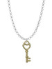 Open Gold Tone Heart Key Charm Necklace