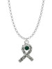 Scroll Ribbon with Green Crystal Charm Necklace