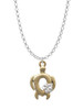 Open Gold Tone Sea Turtle with White Plumeria Charm Necklace