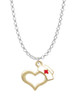 Gold Tone Open Heart with Nurse Hat Charm Necklace