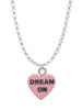 Acrylic Pink "Dream On / Bite Me" Heart Charm Necklace