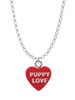 Acrylic Red "Puppy Love / Take a Walk" Heart Charm Necklace