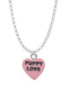 Acrylic Pink "Puppy Love / Take a Walk" Heart Charm Necklace