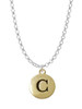 Capital Gold Tone Letter - C - Pebble Disc - Charm Necklace