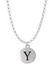 Capital Letter - Y - Pebble Disc - Charm Necklace