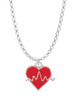 Heartbeat on Red Heart Charm Necklace